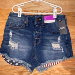 Blue Jean shorts with Stars and Stripes pockets